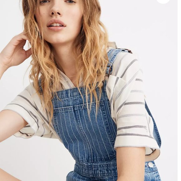 Pinyon Short Overalls in Pinstripe - Picture 4 of 6